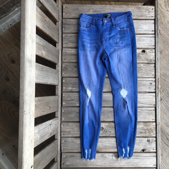 Fashion Nova Distressed Raw Hem Skinny Jeans